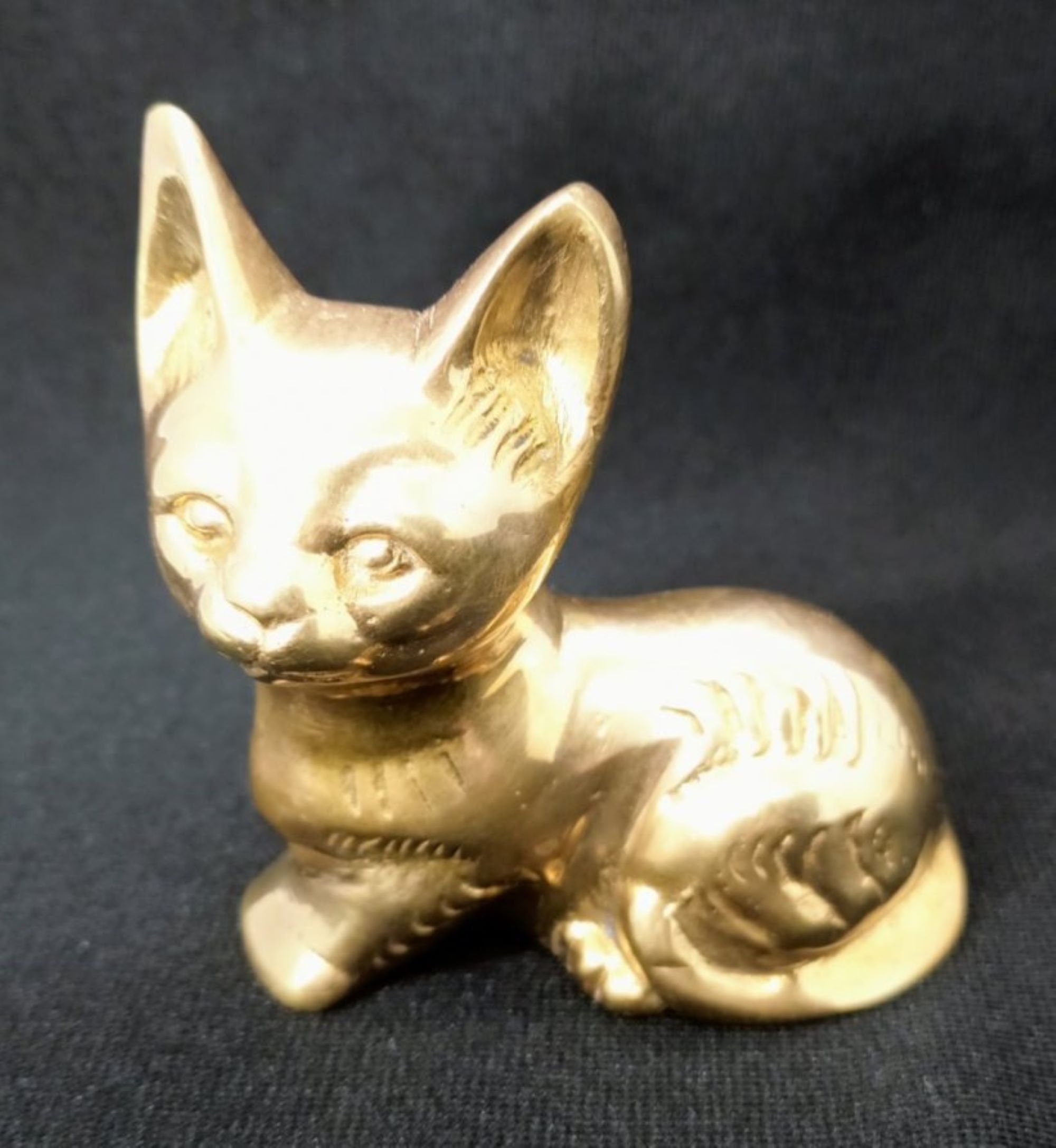 Vintage Small Cat Figurine Solid Brass Cat/kitten Figurine Etsy