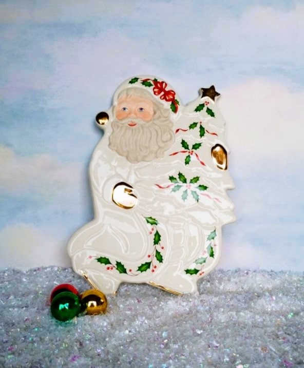 Lenox Holiday Santa Porcelain Trivet Hot Plate Wall Hanging Christmas Décor