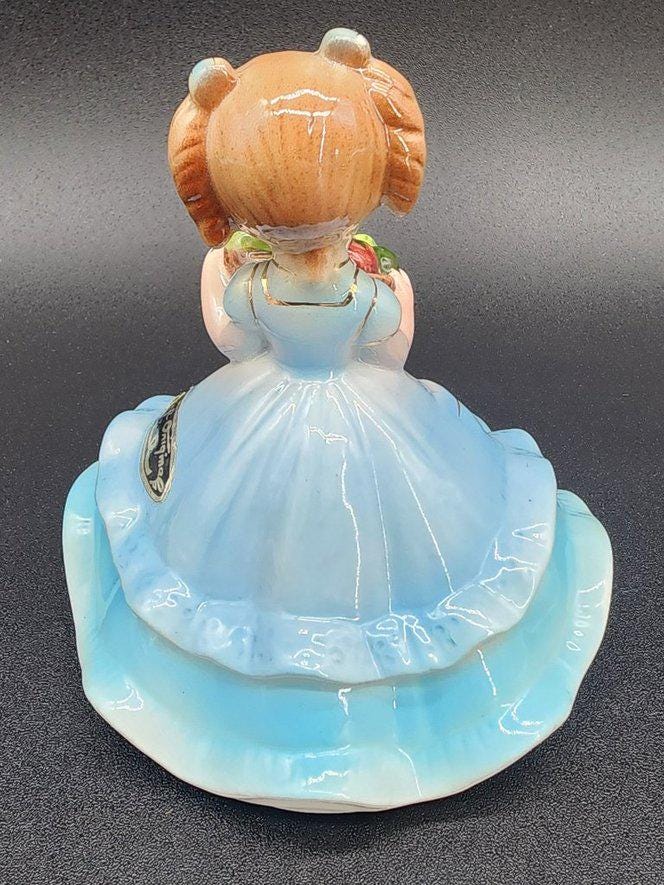 HTF Vintage Josef Originals Girl With Harvest Basket of Vegetables