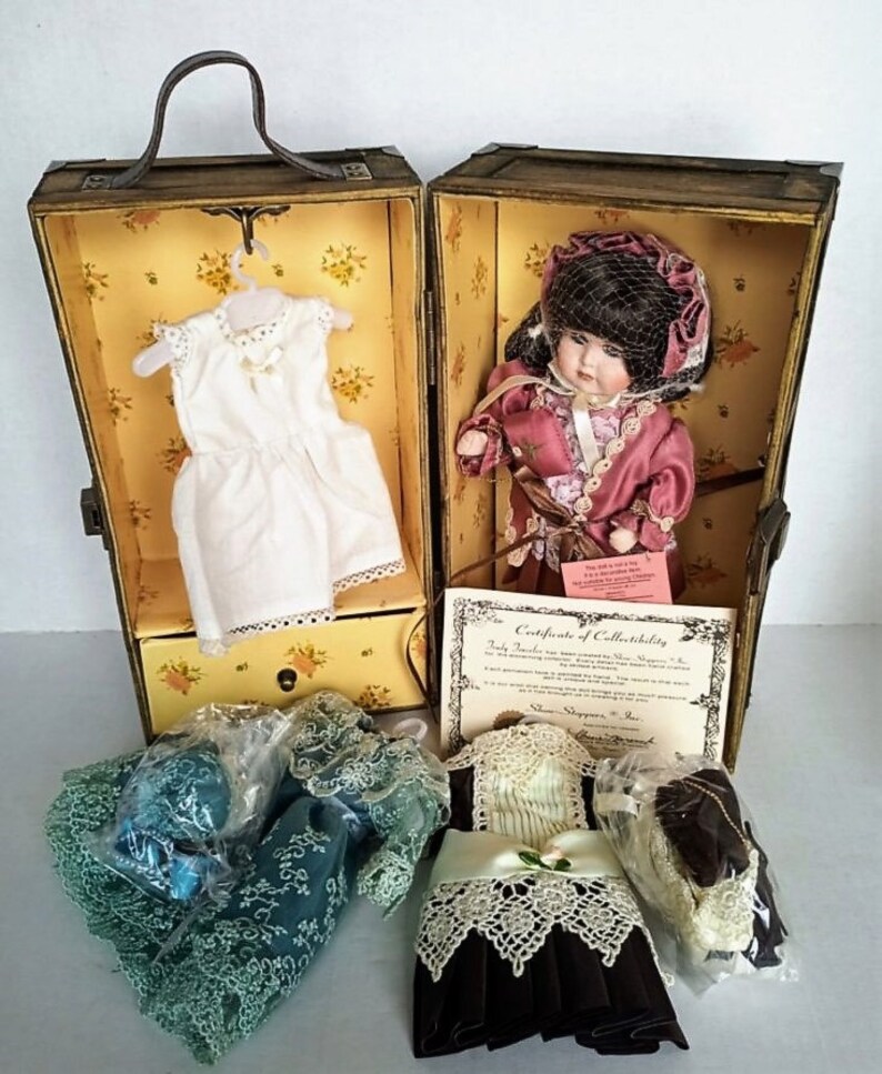 Showstoppers trudy Traveler Porcelain Trunk Doll Etsy