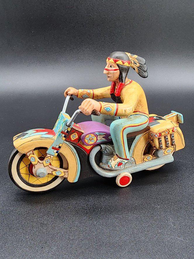 Robert Shields Native American Motorcycle Figurine, Southwestern