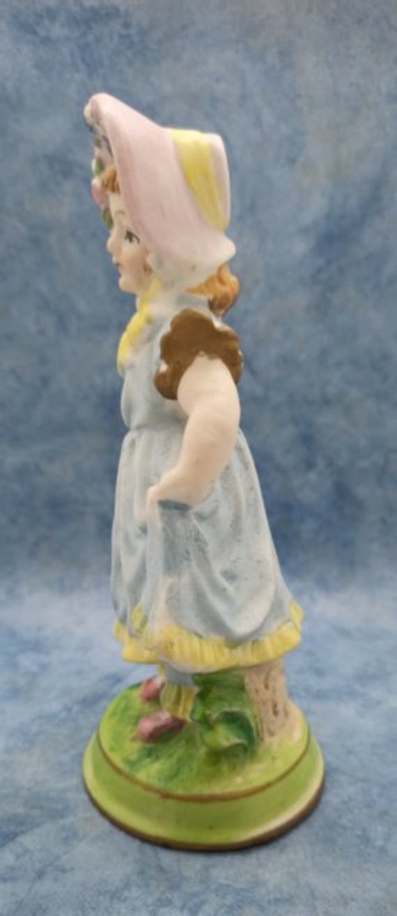 Occupied Japan Painted Bisque Girl Figurine Baslket of Spring