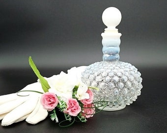 Vintage Fenton Opalescent Moonstone Hobnail Glass Perfume Bottle