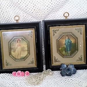 Vintage Blue Boy & Pinkie Framed Art Set