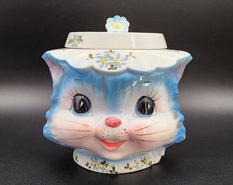 その他 Lefton Miss Priss Kitty CatCookieJar Vintage 1950's Lefton Miss Priss Kitty Anthropomorphic 2pc Lidded