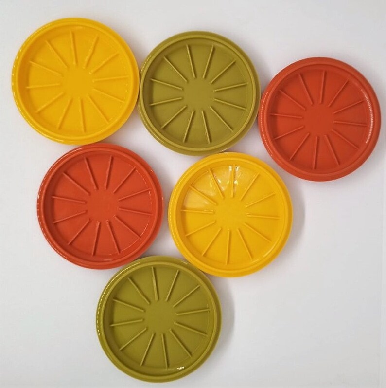 Vintage Tupperware Stackable Drink Coasters Set of 6 Etsy