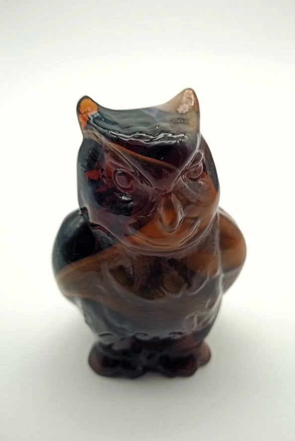 Vintage Imperial Caramel Slag Glass Owl Figurine Paperweight