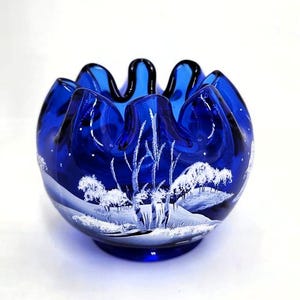 Fenton 1993 手描き冬の風景皿 Fenton Winter Scene - Etsy