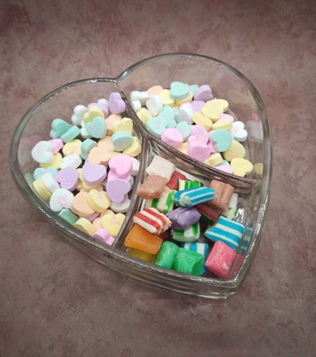 Vintage Glass Heart Candy Dish or Vanity Dish for Jewlery, Nut Dish Etsy