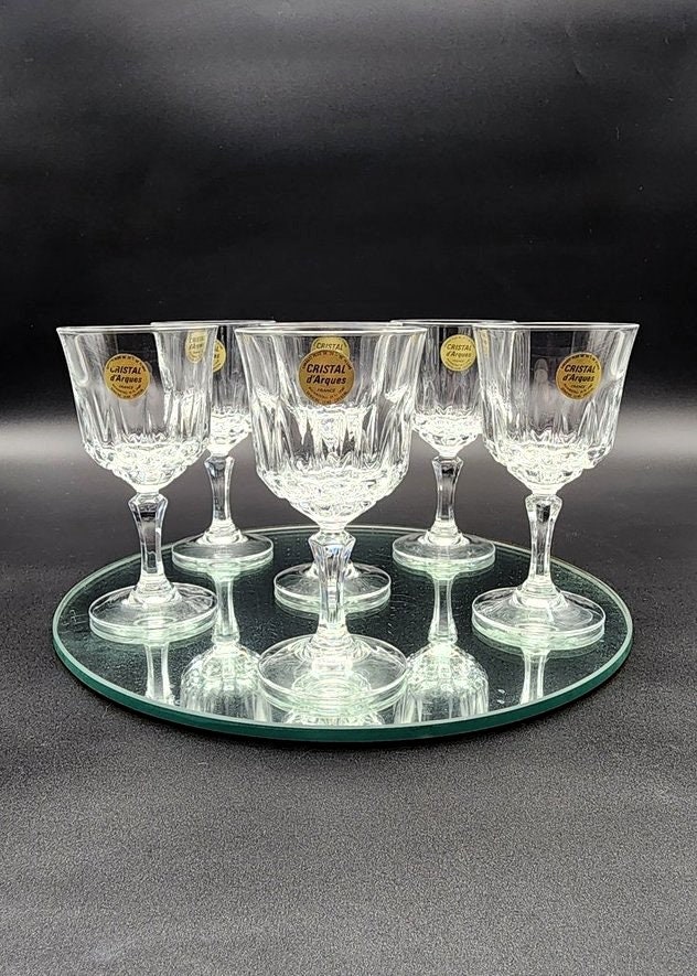 Vintage Cristal D'arques Lead Crystal Wine Glasses - Set of 6 - Etsy