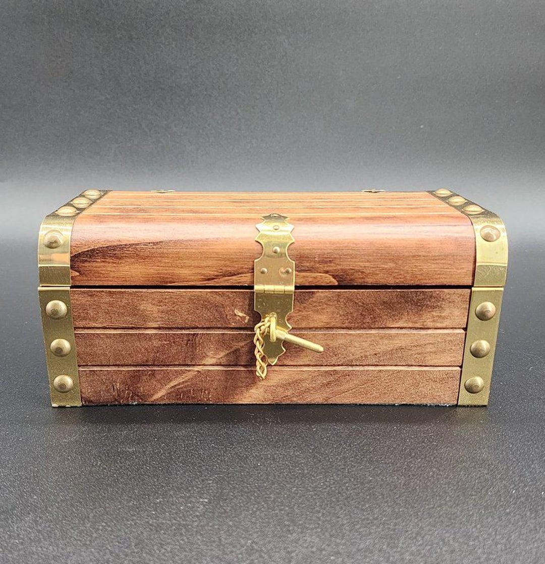 Vintage Wooden Treasure Chest Jewelry Keepsake Box - Etsy