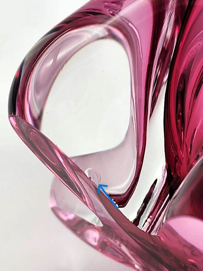 Vintage Pink Star Bohemia Czech Glass Bowl by Josef Hospodka