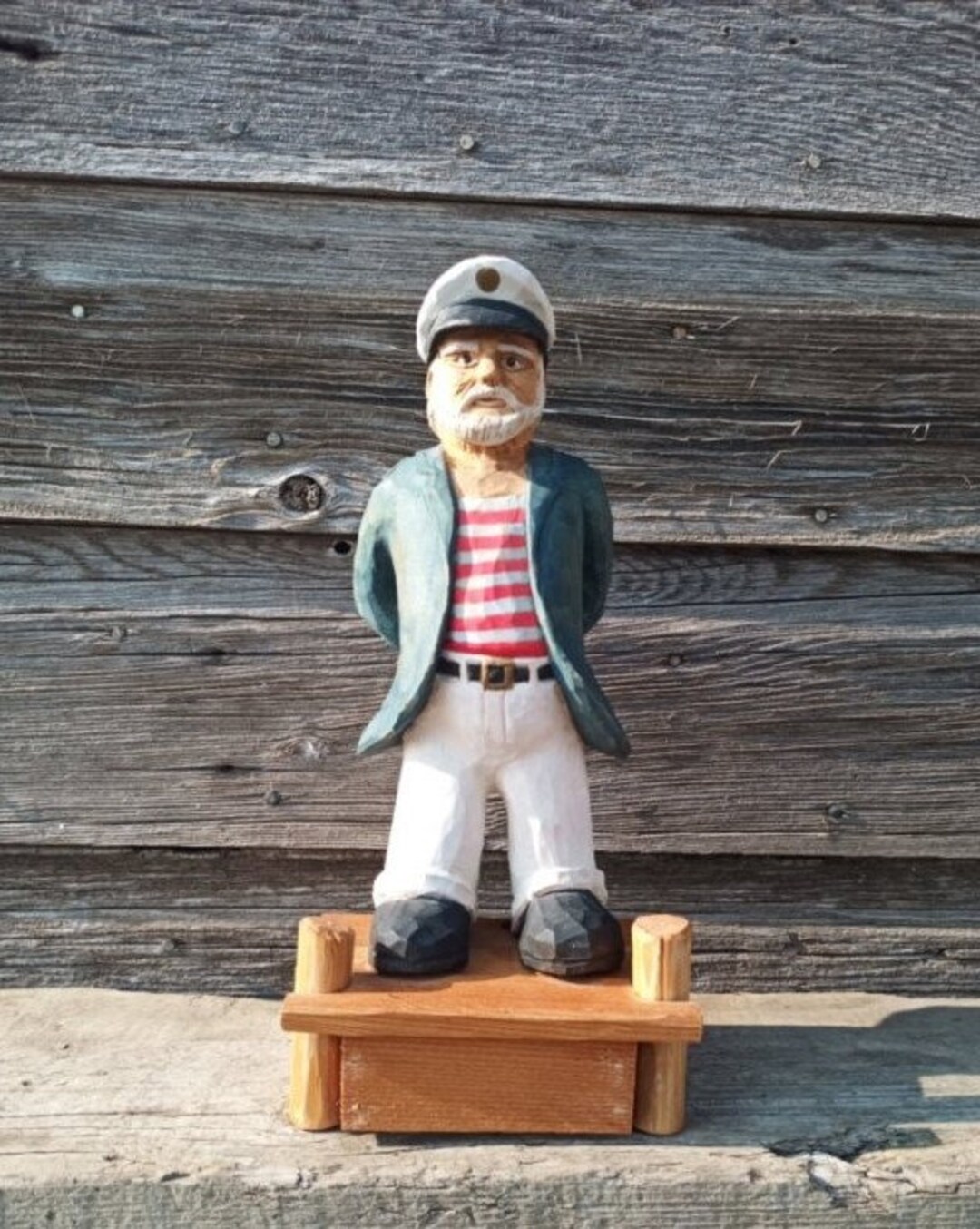 Vintage Hand Carved Wooden Sea Captain, Nautical Themed Decor, Sea ...