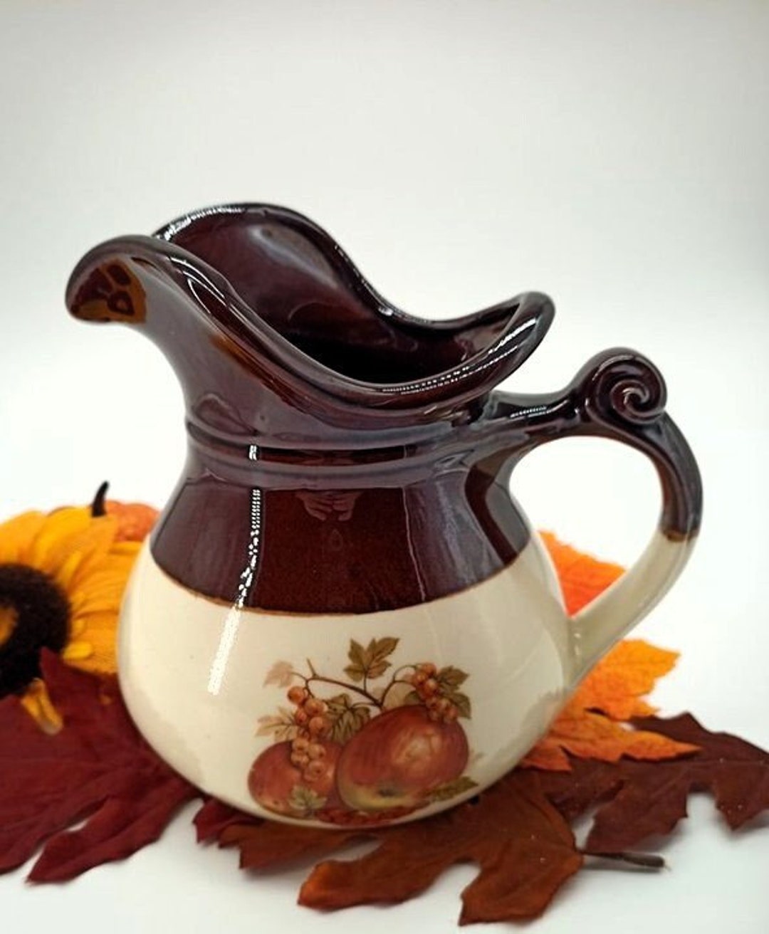 Vintage Apple Water Pitcher or Flower Vase by Mccoy, Fall Vase Decor ...