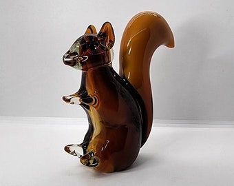 Hand-Blown Glass Squirrel Figurine, Handmade Wildlife Animal Paperweight