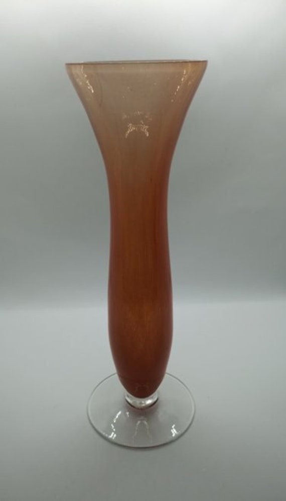 Fluted Glass Bud Vase Art Glass Flower Vase Etsy