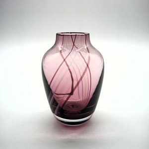 Vintage Small Amythyst Swirl Glass Bud Vase, by Caithness Art Glass Scotland, Art Glass Purple Bud Vase