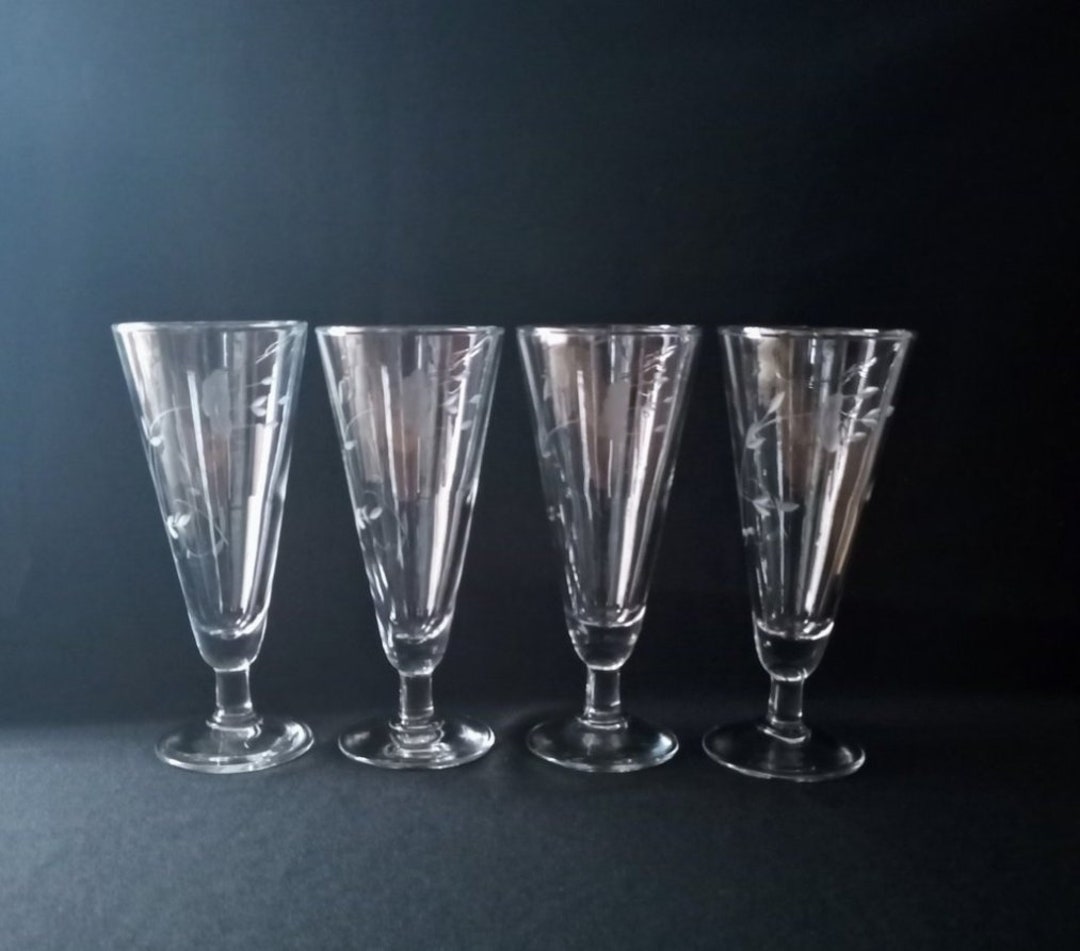 Four Vintage Princess House Heritage Crystal Pilsner Glasses Etsy