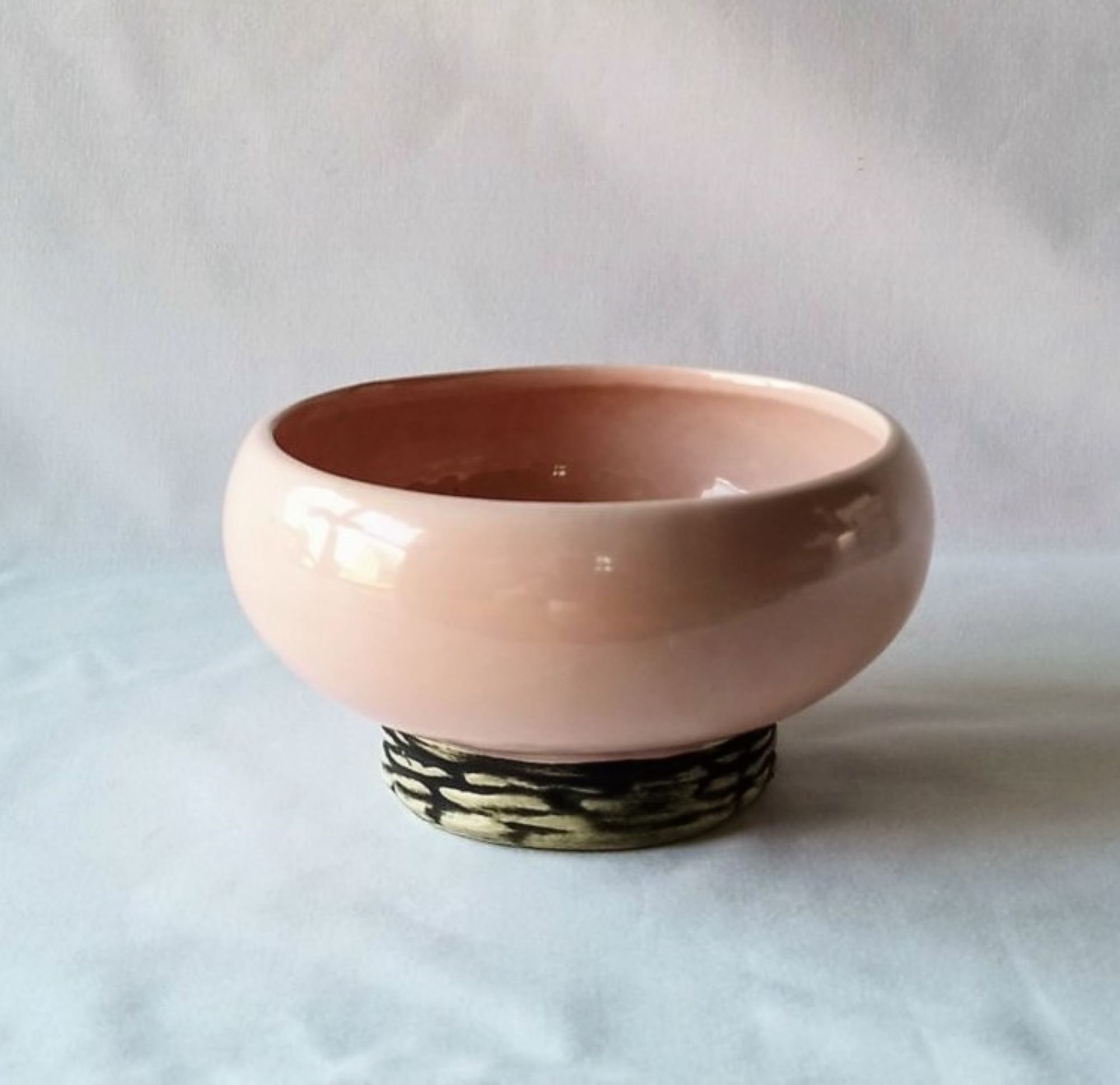 Vintage Mccoy Pottery Pink Planter/bowl With Black Base Etsy
