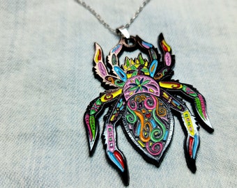 Limited Spider Necklace Pendant Insect Art