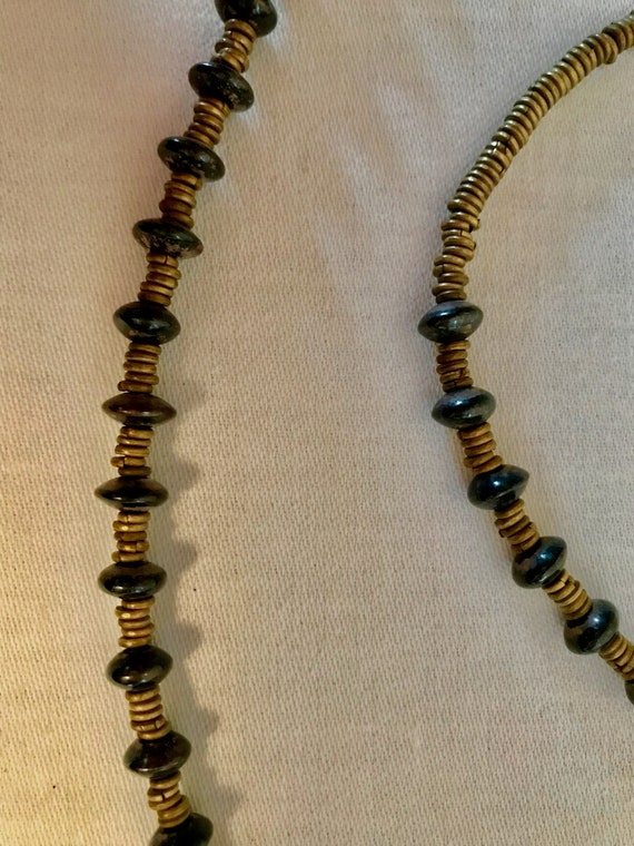 Vintage Necklace of Hematite and African Brass He… - image 4