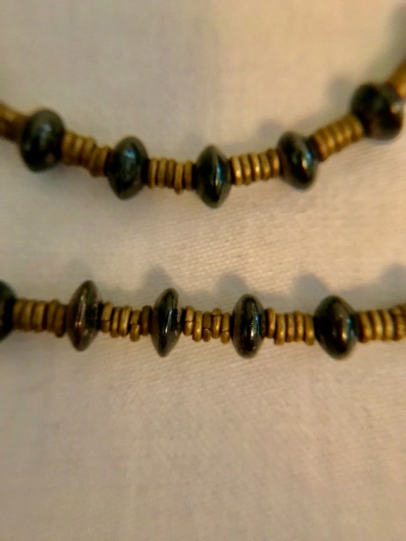 Vintage Necklace of Hematite and African Brass He… - image 5