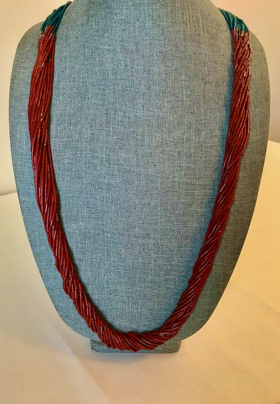 Traditional Naga Necklace of Spiraling Brick Red, 