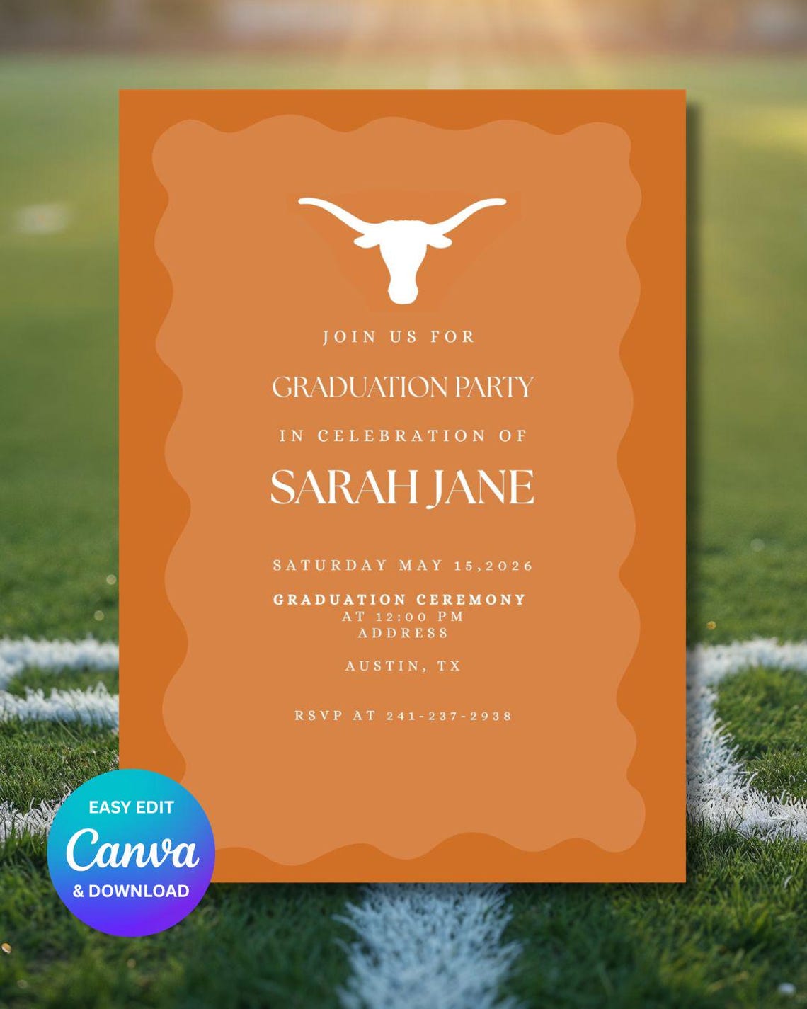 Utcom Invite Longhorns Graduation Invitation Template, Editable UT Austin Party ...