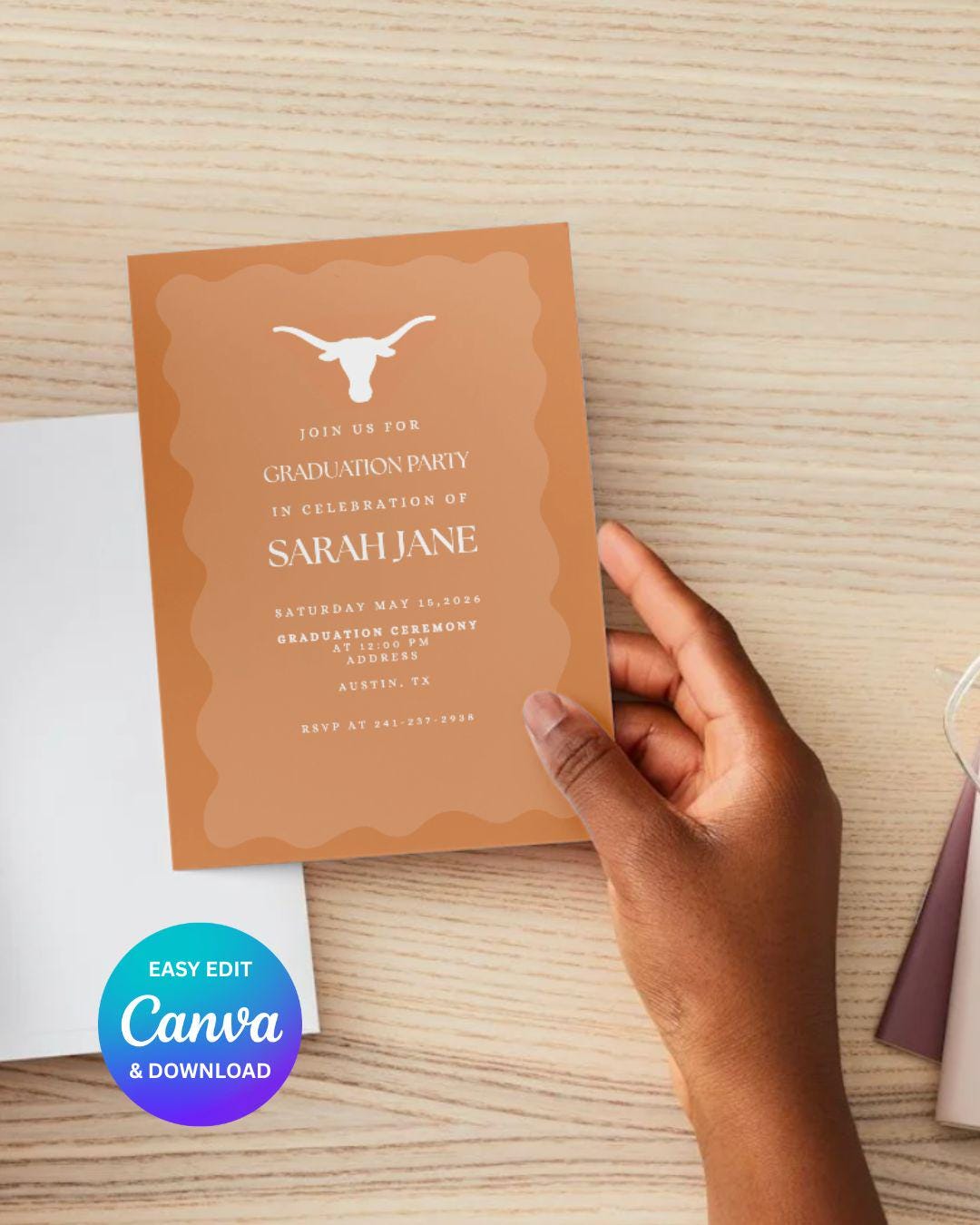 Utcom Invite Longhorns Graduation Invitation Template, Editable UT Austin Party ...