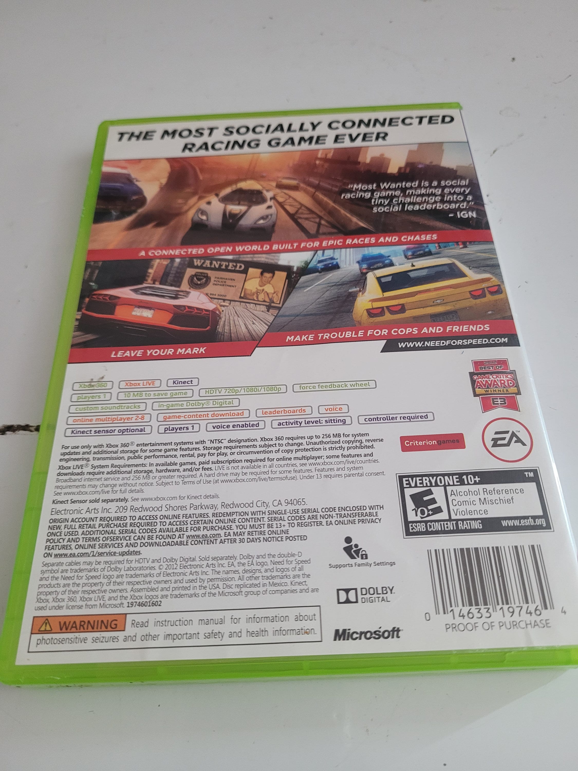 Need For Speed Most Wanted – XBox 360 (Pass Online Inclus, Neuf Sous Blister)