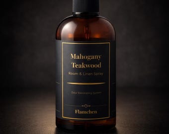 Mahonie teakhouten kamerlinnenspray: geurverwijderingssysteem (4 oz)