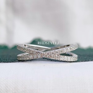 Lab Grown Diamond Criss Cross X Shaped Wedding Ring Crossover Diamond Statement Ring For Women