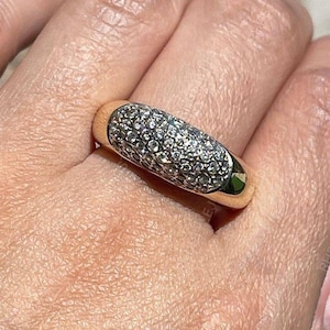 Moissanite Statement Ring, Chunky Dome Ring, 925 Silver Anniversary Rings, Micro Pave Set Wide Wedding Bands Women, Unique Cluster Ring