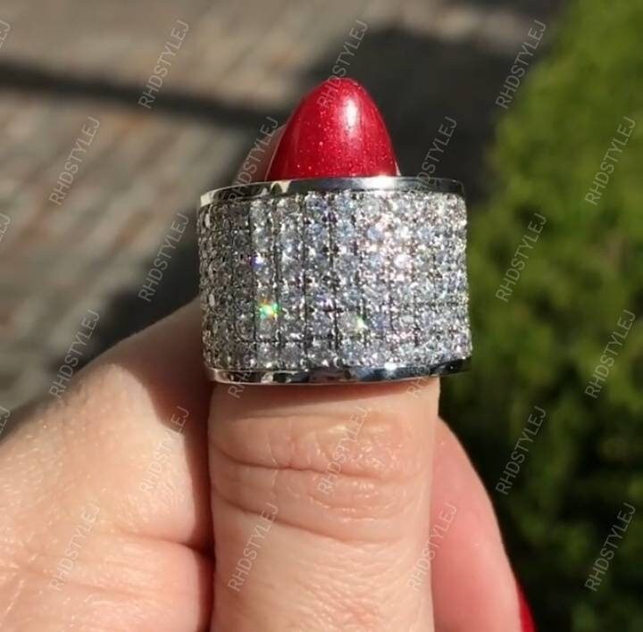 Multi Row Pave Moissanite Band Ring, Micro Pave Set Simulated Diamond Anniversary Band Women, Pave Wide Wedding Band, 925 Silver Ladies Ring