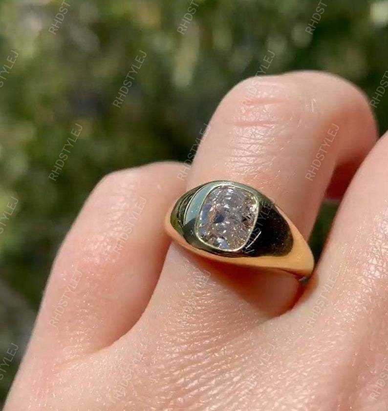 セール 登場から人気沸騰 Ring, Signet Diamond Pinky Statement Silver 925 Ring, Signet アクセサリー