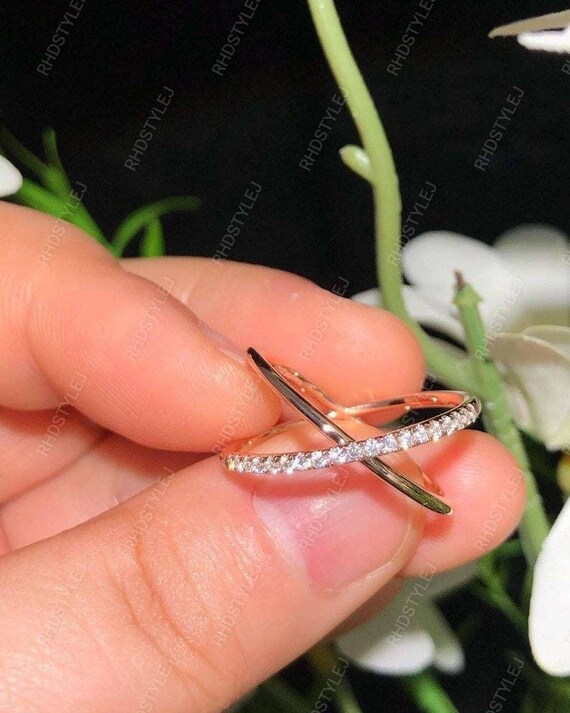 Criss Cross Wedding Band Women Moissanite Criss Cross Ring X Cross Ring Crossover Ring Stackable Ring Statement Ring Anniversary Gift Etsy UK
