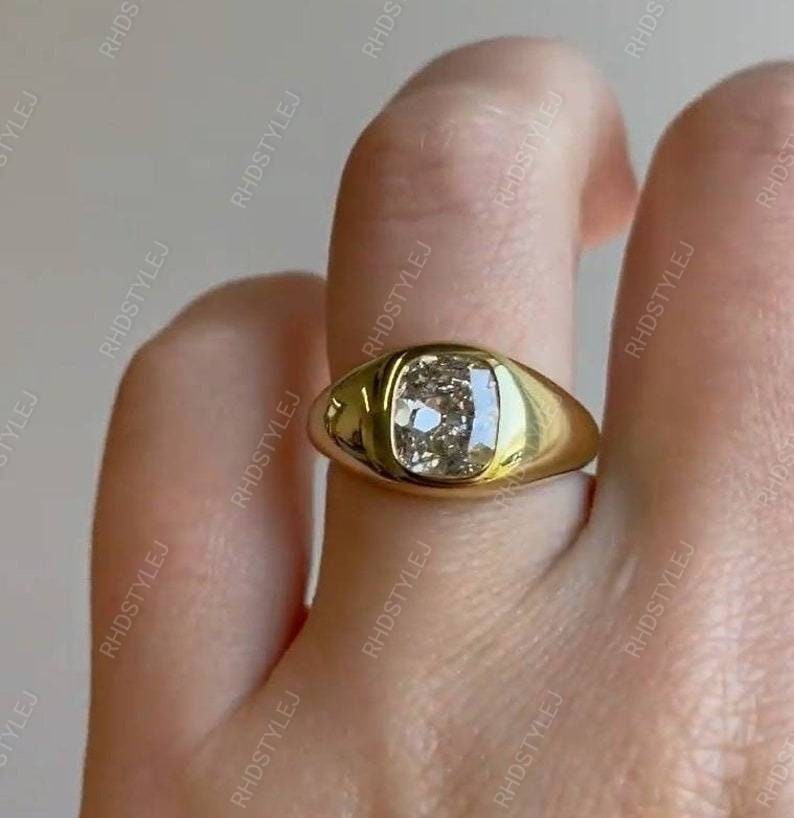 Diamond Signet Ring, Pinky Signet Ring, 925 Silver Statement