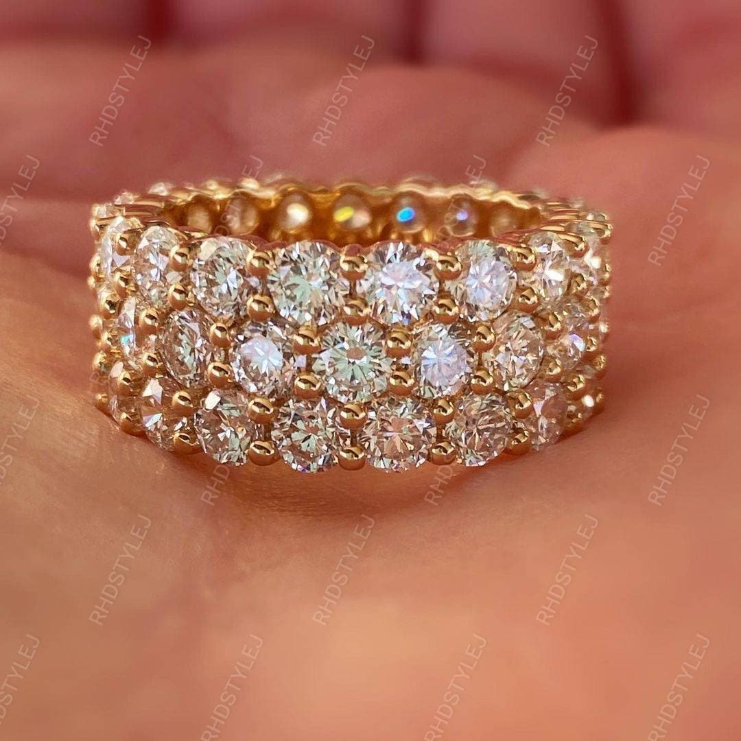 Three-Row Moissanite Wedding Band