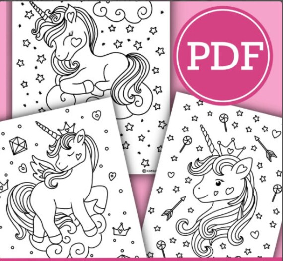 unicorn coloring pages coloring sheets girls birthday party etsy