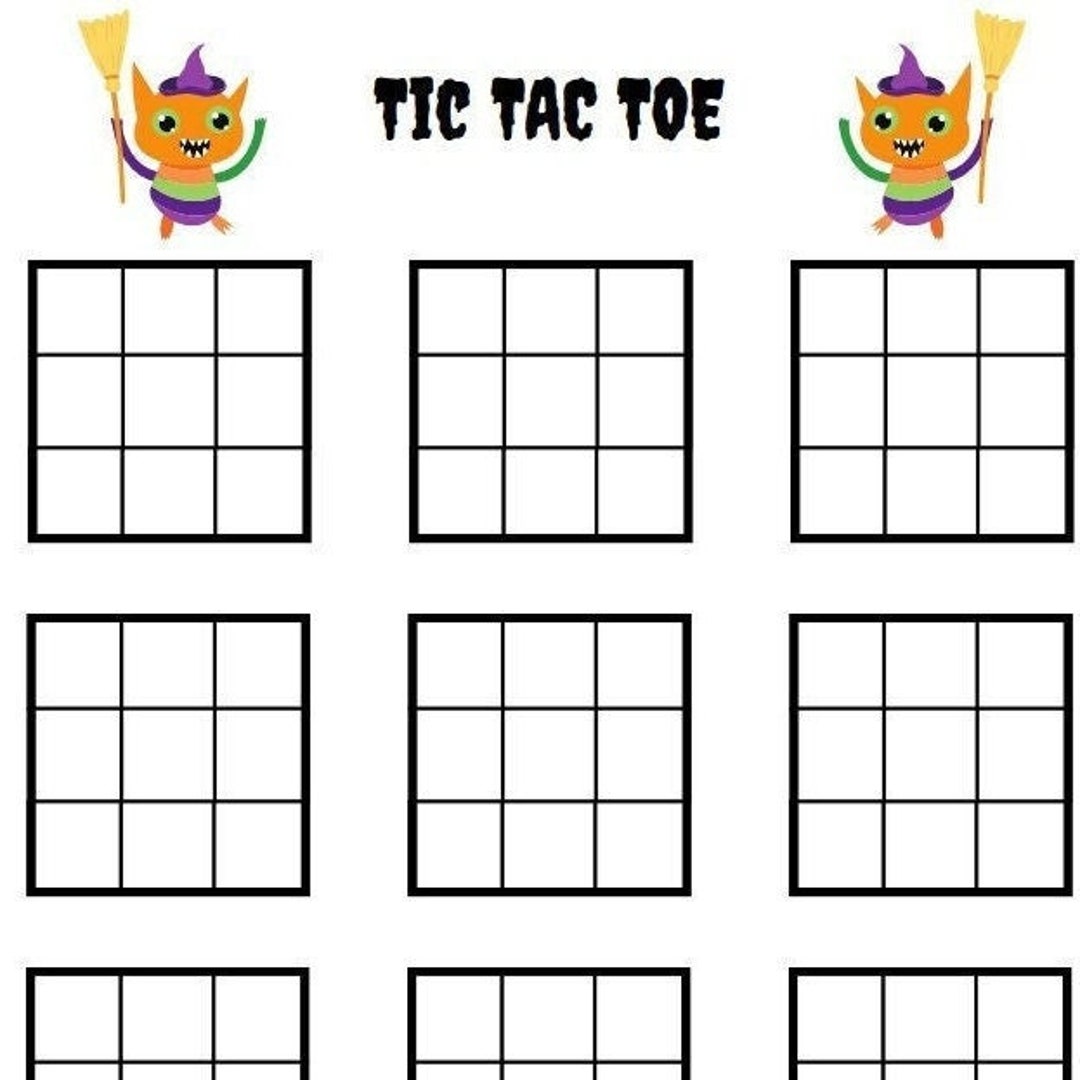 Halloween Tic Tac Toe Template for Letters, Numbers, Sight Words