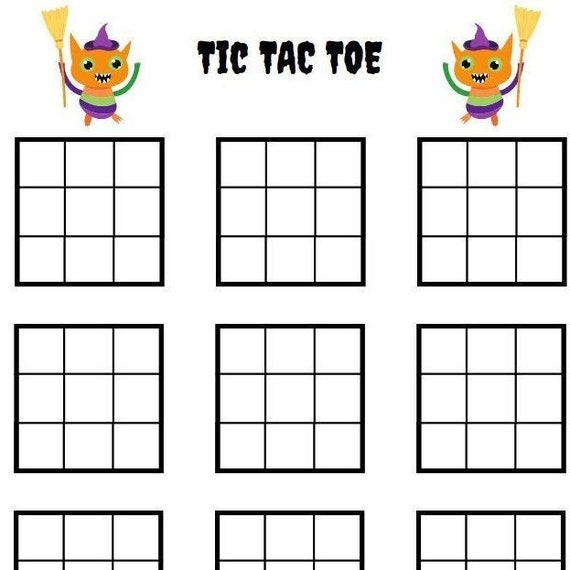 Premium Vector  Education game for children tic tac toe set with cute  cartoon wizard hat and cauldron picture printable halloween worksheet