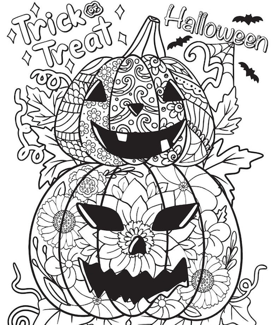 100 COLORING HALLOWEEN PAGES | Etsy