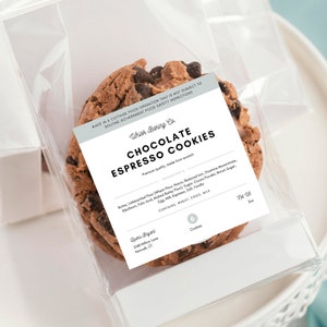 Cottage Law Labels Template, Food License Label for Home Bakery Product. Editable Cookie Ingredient List with Allergen Label for Baked Goods