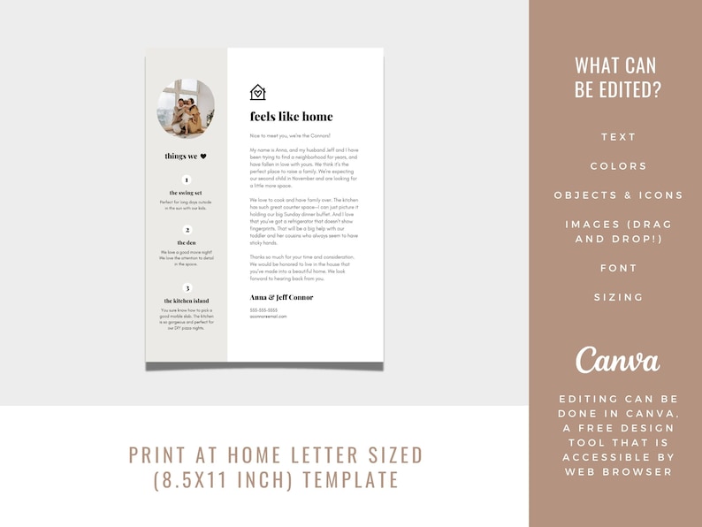 Home offer letter, buyer offer letter for a letter to seller we love your home real estate letter. Editable home buyer personalized letter image 4