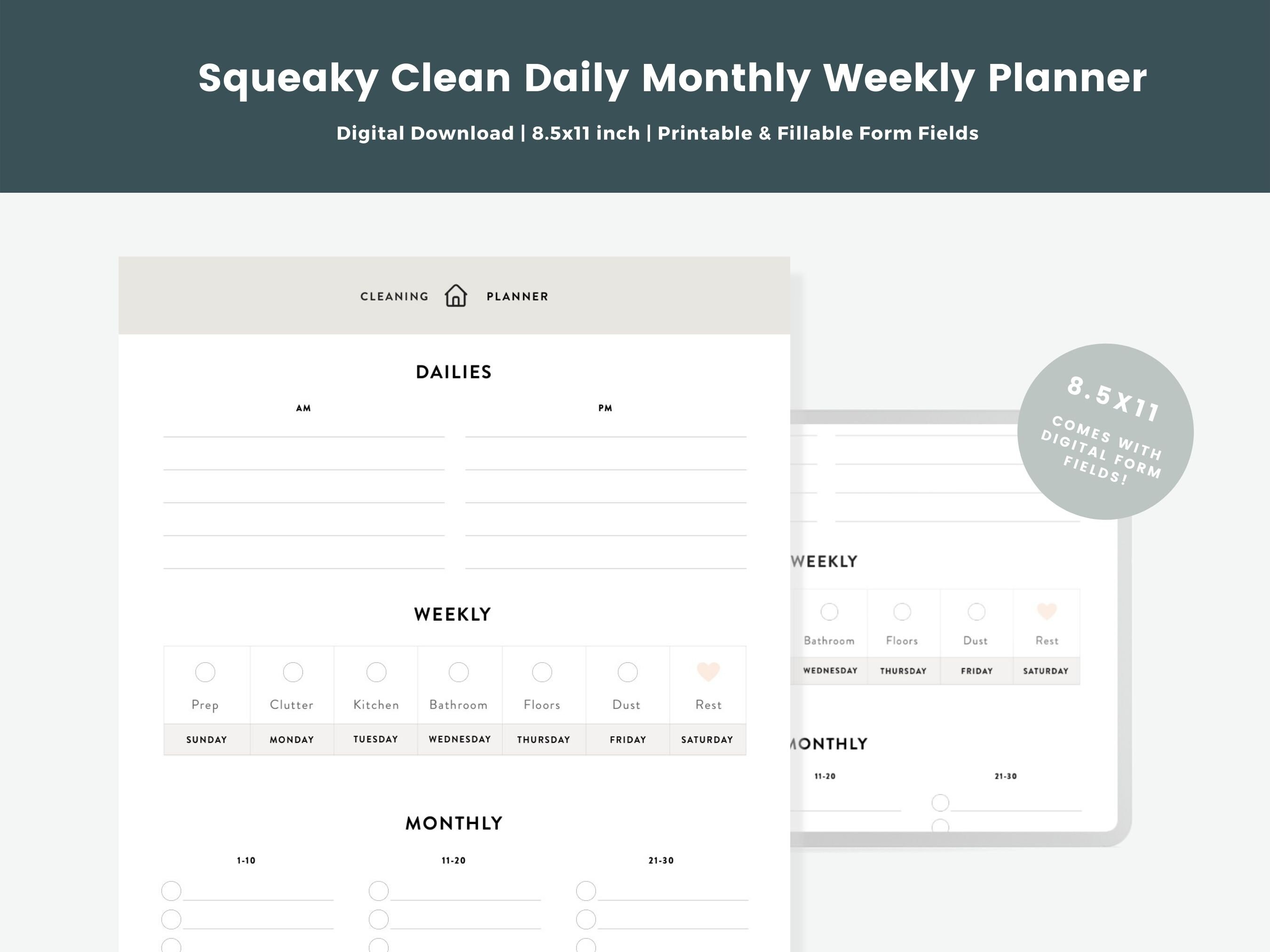 Cleaning Schedule Daily Cleaning Checklist Minimalist Editable House ...