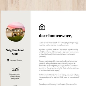 Plantilla de carta de prospección inmobiliaria, agente inmobiliario fsbo carta dorada editable canva inmobiliaria. Carta de oferta de vivienda para agente inmobiliario