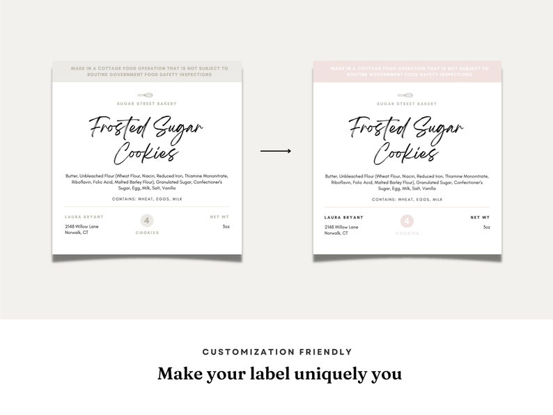 Editable Cottage Law Labels Template Food License Label for - Etsy