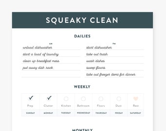 chore chart husband and wife Daily Weekly Monthly Clean, Cleaning Checklist, Minimalist Chore Checklist, Digital and Editable PDF Instant Download