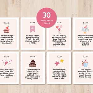 Birthday Scavenger Hunt, Birthday Riddles, Indoor Birthday Treasure Hunt Clue Card Printable for Kids Party, Editable Hunt Riddles for Girl