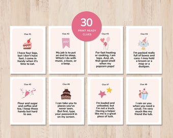 Birthday Scavenger Hunt, Birthday Riddles, Indoor Birthday Treasure Hunt Clue Card Printable for Kids Party, Editable Hunt Riddles for Girl